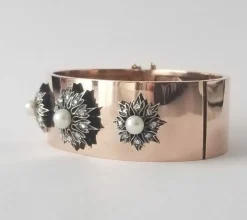Bracelet ancien or rose, perles et diamants anciens