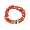 Bracelet ancien trois rangs de corail, fermoir or