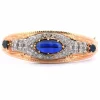 Bracelet années 40 - Or 18 carats et argent - Cabochon saphir