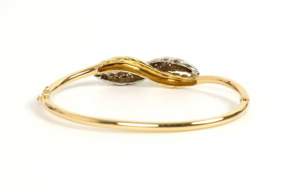 Bracelet Années 70 en or jaune et blanc 18 carats serti de diamants