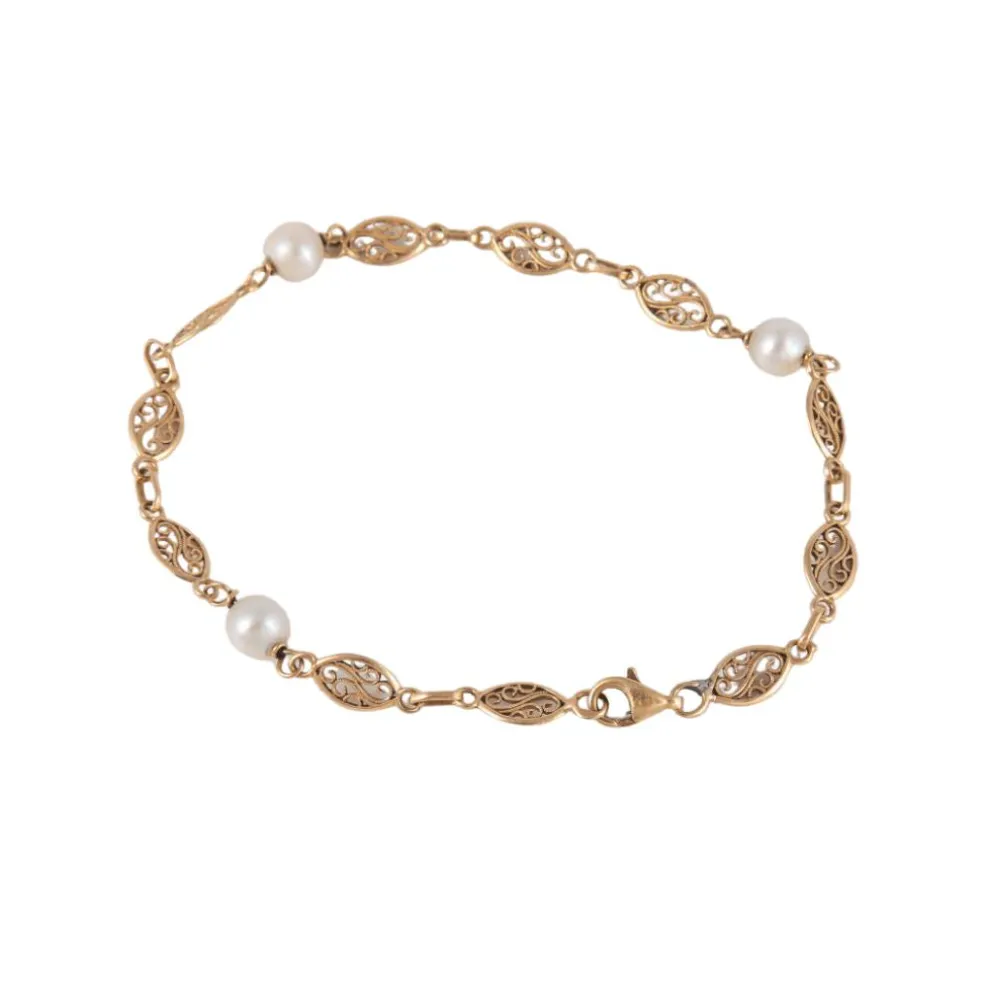 Bracelet années 20 Maille filigranée Perles