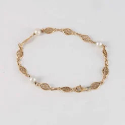 Bracelet années 20 Maille filigranée Perles
