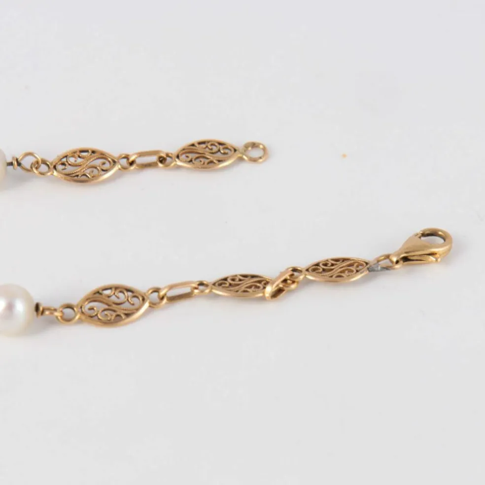 Bracelet années 20 Maille filigranée Perles