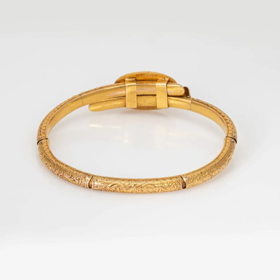 Bracelet antique Belle Époque en or jaune 18 carats avec diamants et bijoux floraux