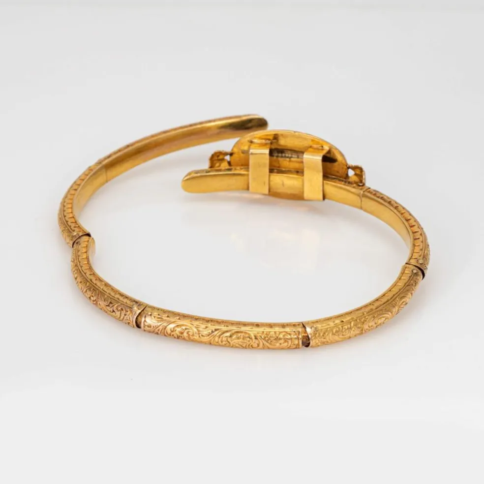 Bracelet antique Belle Époque en or jaune 18 carats avec diamants et bijoux floraux