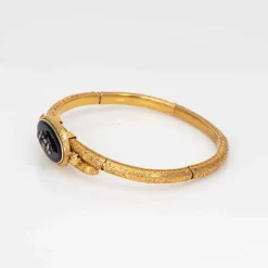 Bracelet antique Belle Époque en or jaune 18 carats avec diamants et bijoux floraux