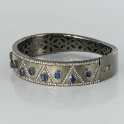 Bracelet argent diamants et cyanites