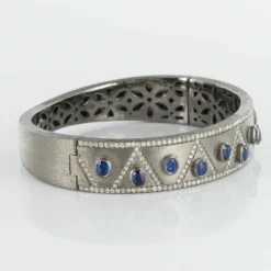 Bracelet argent diamants et cyanites