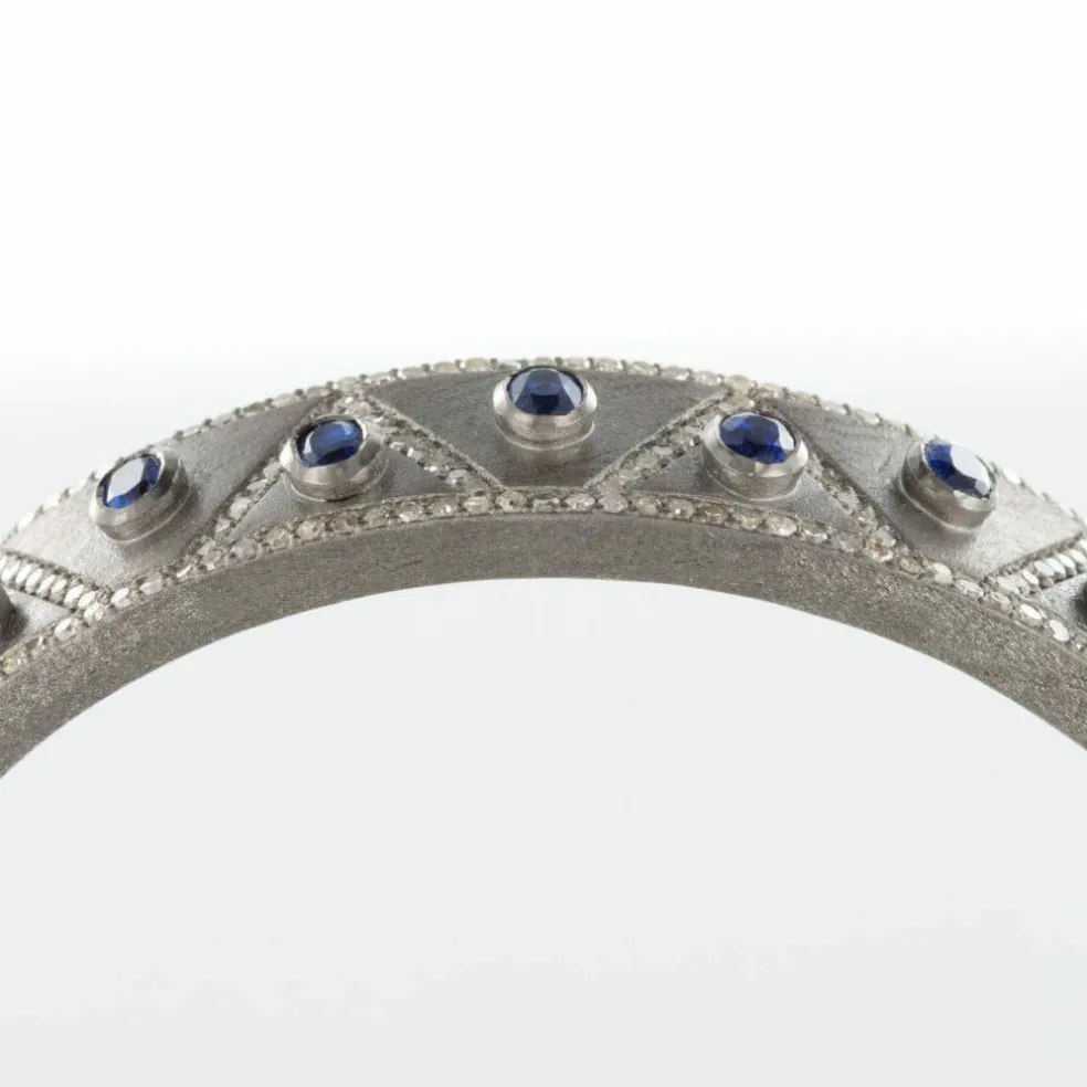 Bracelet argent diamants et cyanites