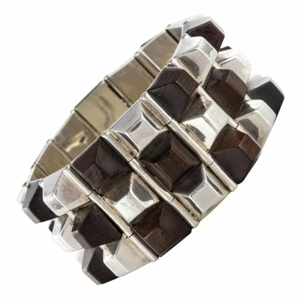 Bracelet argent et bois de rose