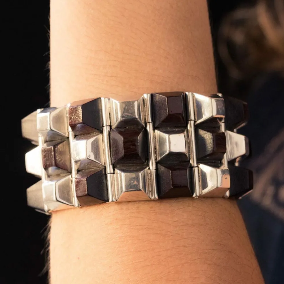 Bracelet argent et bois de rose