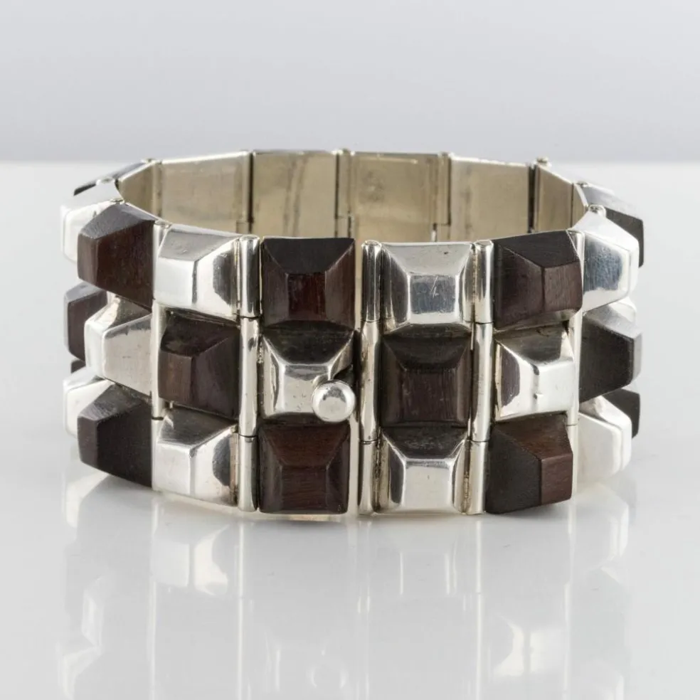 Bracelet argent et bois de rose