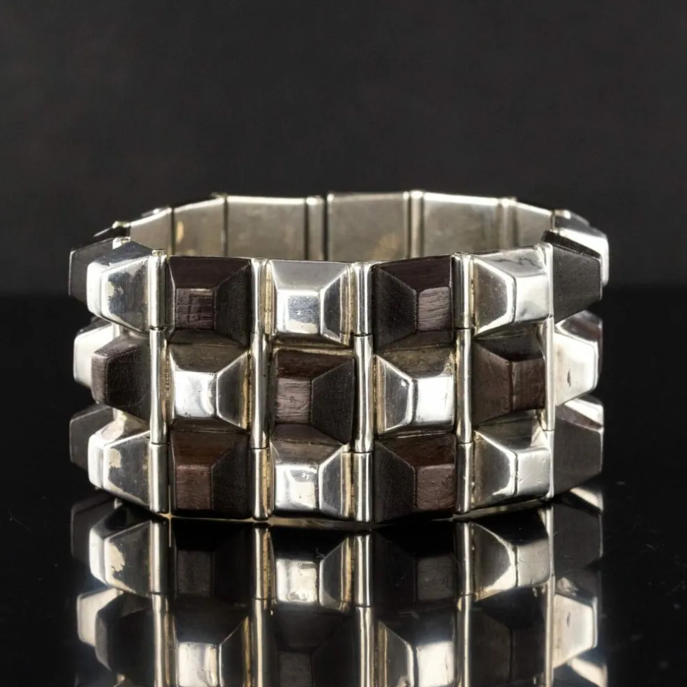Bracelet argent et bois de rose
