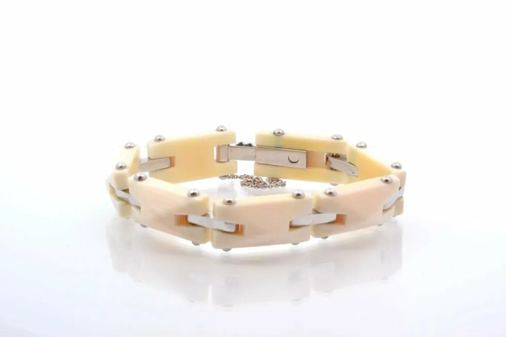 Bracelet Art déco bakélite et platine