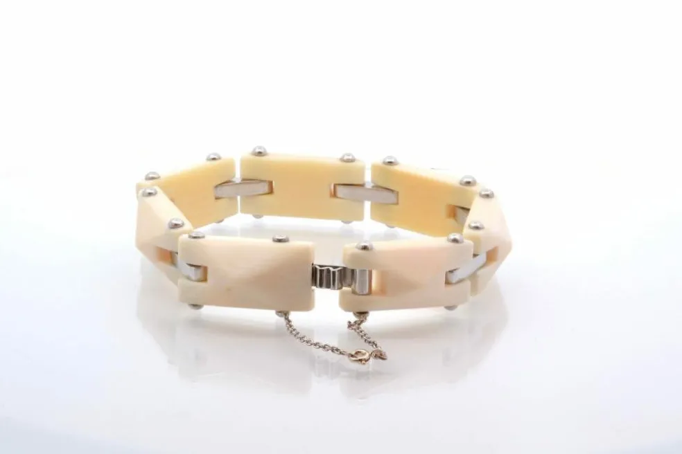 Bracelet Art déco bakélite et platine