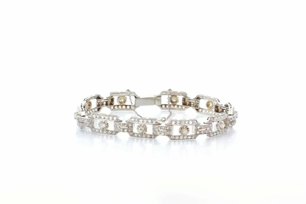 Bracelet art déco diamants en or 18k