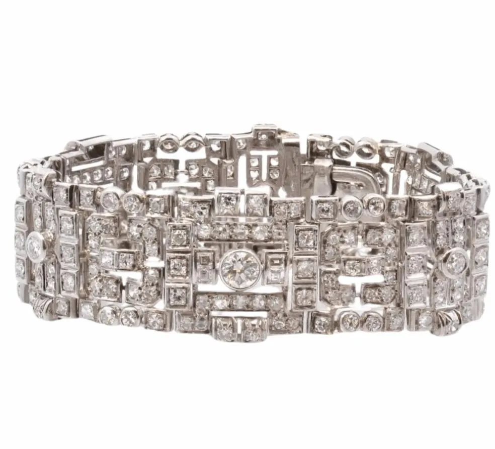 Bracelet Art Déco diamants en platine