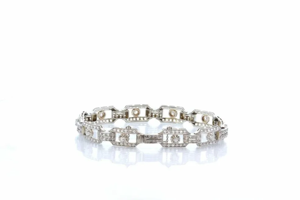 Bracelet art déco diamants en or 18k