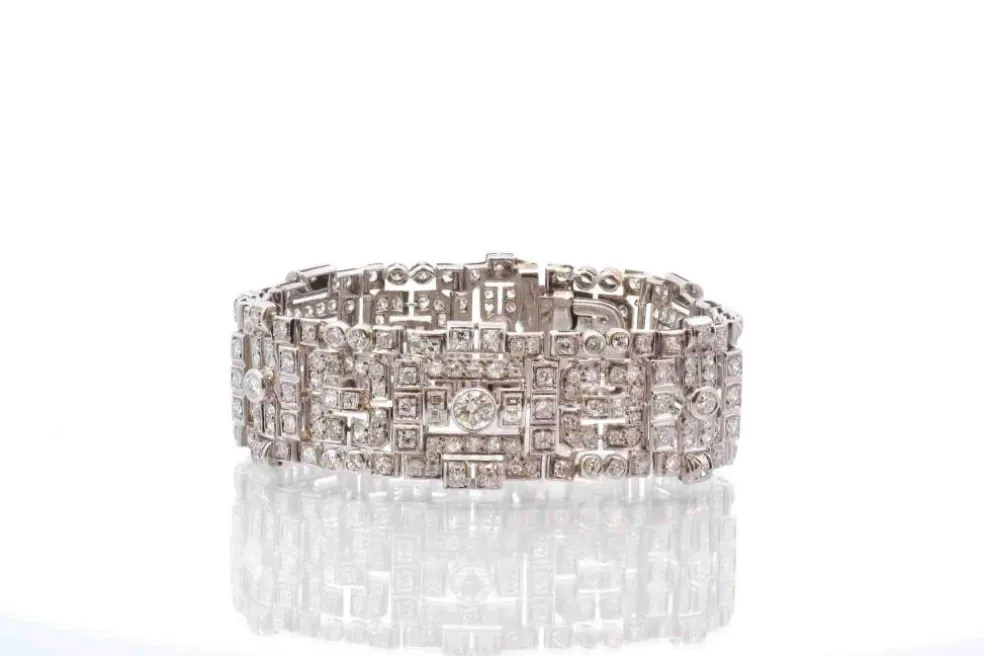 Bracelet Art Déco diamants en platine