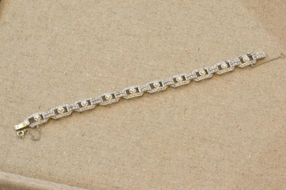 Bracelet art déco diamants en or 18k