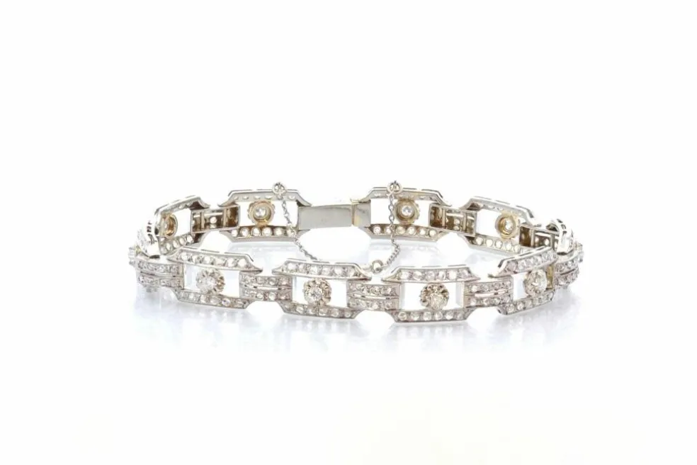 Bracelet art déco diamants en or 18k