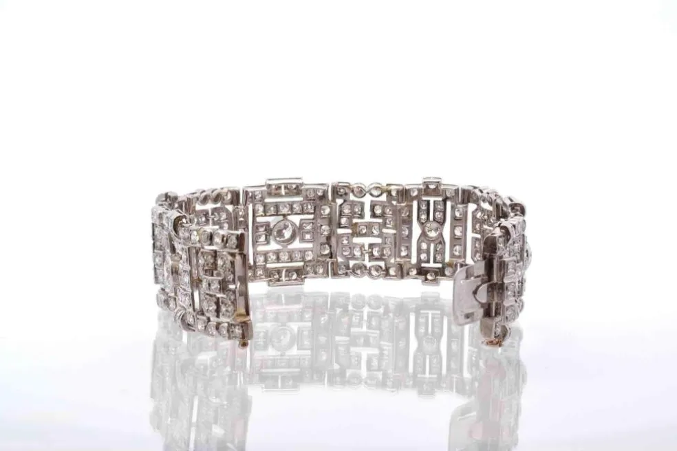 Bracelet Art Déco diamants en platine