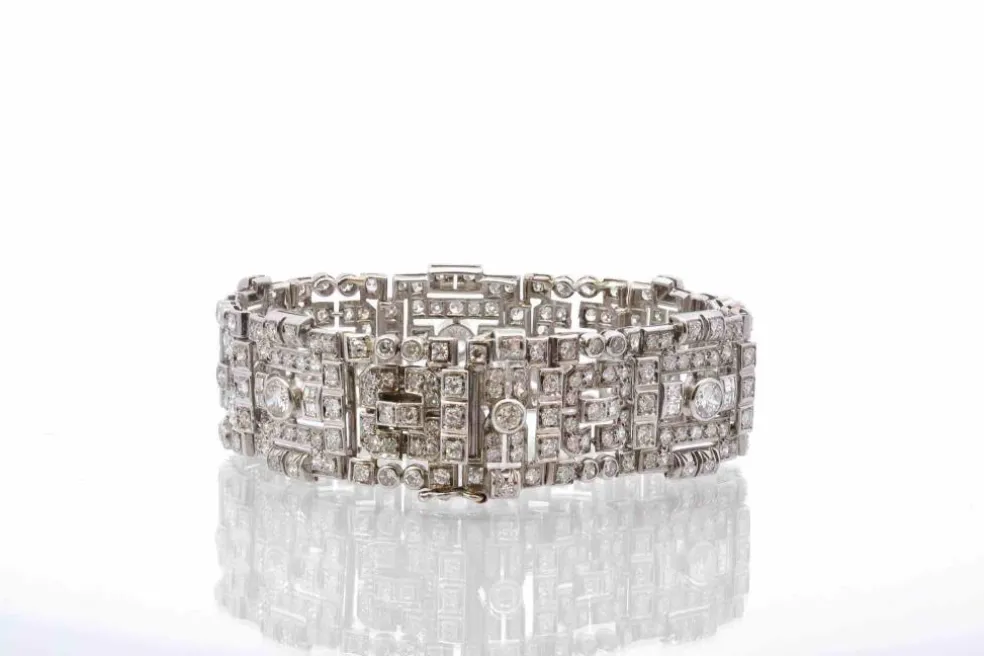 Bracelet Art Déco diamants en platine