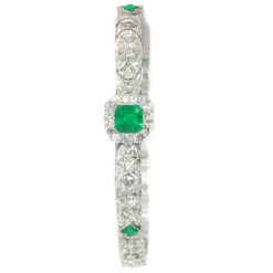 Bracelet Art Déco, diamants, émeraudes