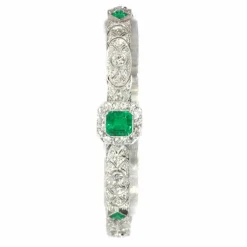 Bracelet Art Déco, diamants, émeraudes