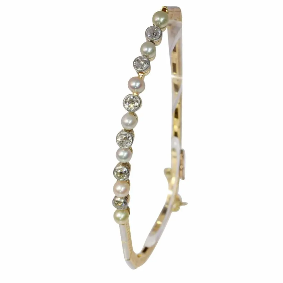 Bracelet Art Déco en diamants et perles