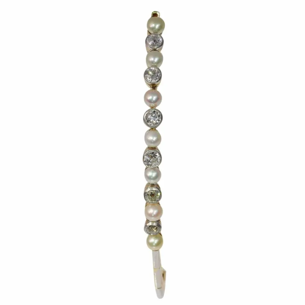 Bracelet Art Déco en diamants et perles