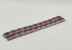 Bracelet Art Déco en or blanc avec rubis