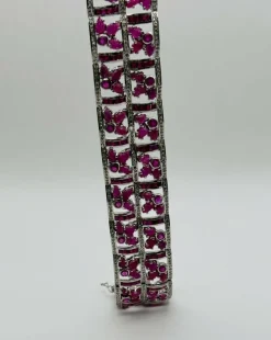 Bracelet Art Déco en or blanc avec rubis