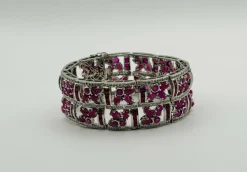 Bracelet Art Déco en or blanc avec rubis