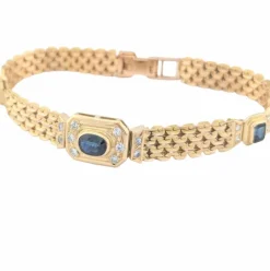 Bracelet Art déco en or jaune diamants et saphirs