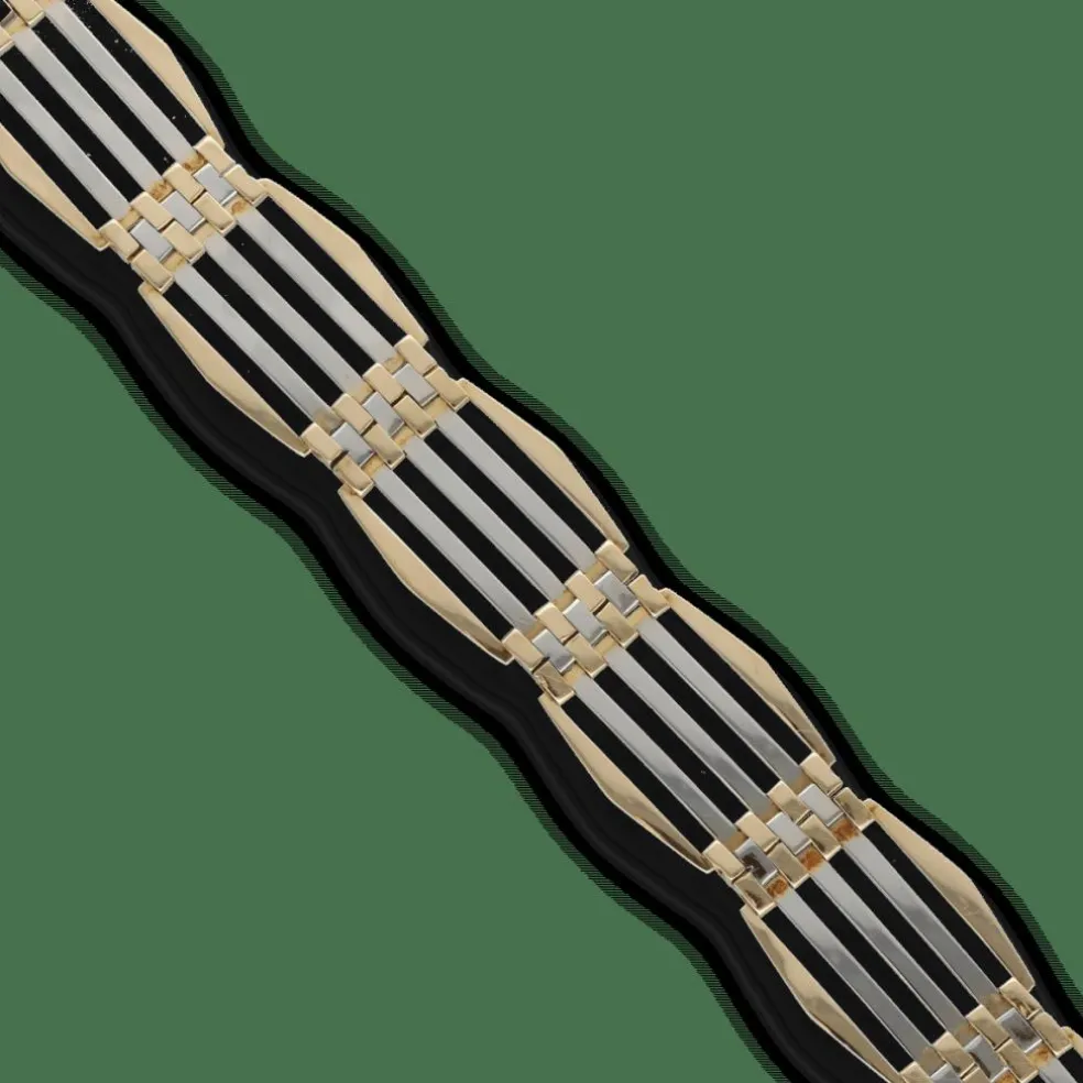 Bracelet Art Déco en or 18K (jaune & gris) – Années 1930 – 20,80 g