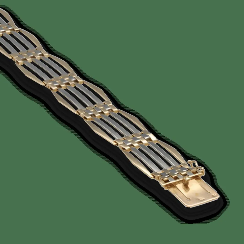 Bracelet Art Déco en or 18K (jaune & gris) – Années 1930 – 20,80 g