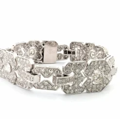 Bracelet Art Déco en platine massif avec diamants