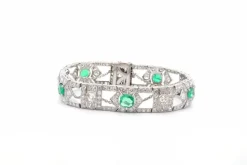 Bracelet art déco émeraudes et diamants