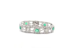 Bracelet art déco émeraudes et diamants