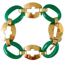 Bracelet Art Déco Or jaune Chrysoprase