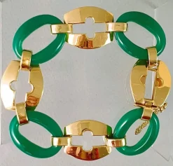 Bracelet Art Déco Or jaune Chrysoprase