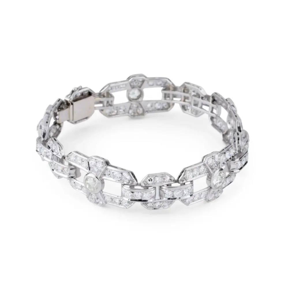 Bracelet Art Déco Platine Diamants