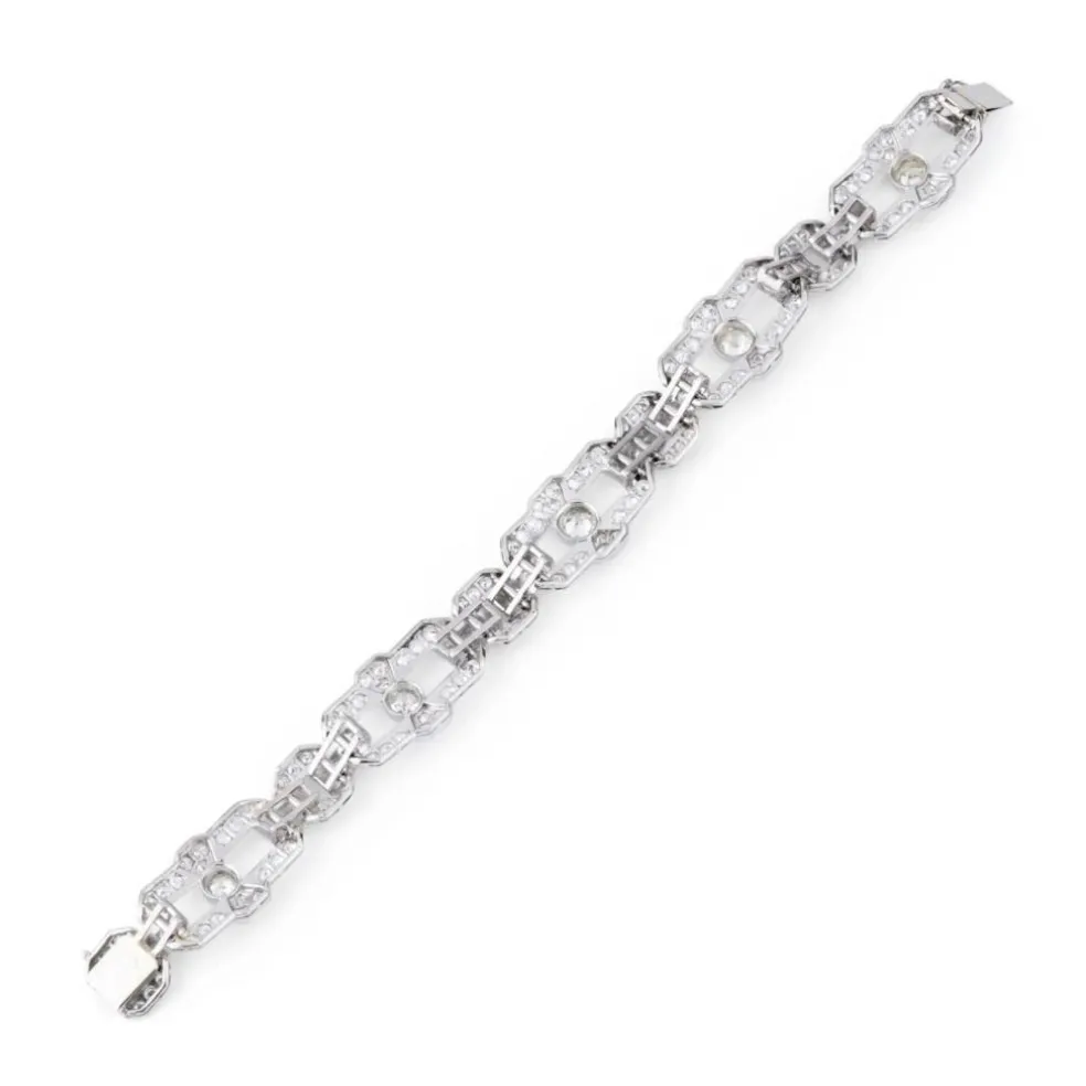 Bracelet Art Déco Platine Diamants