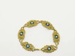 Bracelet Art Nouveau Or Email et Perles