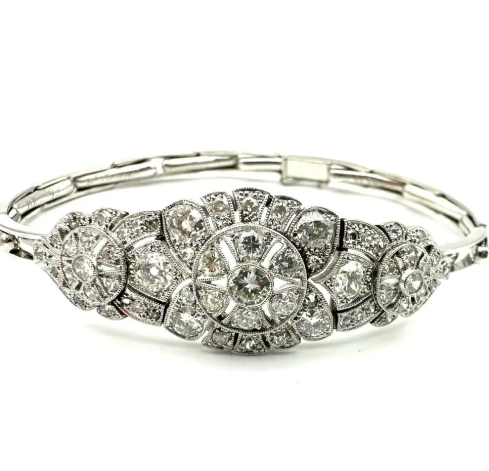 Bracelet Art-Déco or, platine et diamants