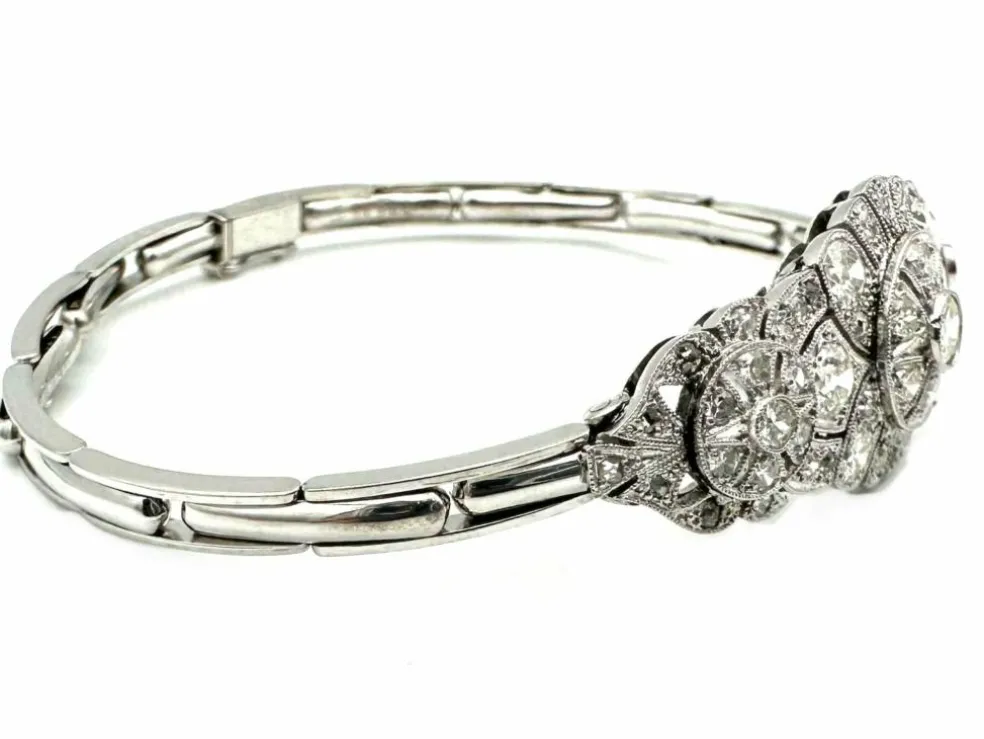 Bracelet Art-Déco or, platine et diamants