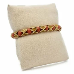 Bracelet articulé arlequin Or jaune Email Corail