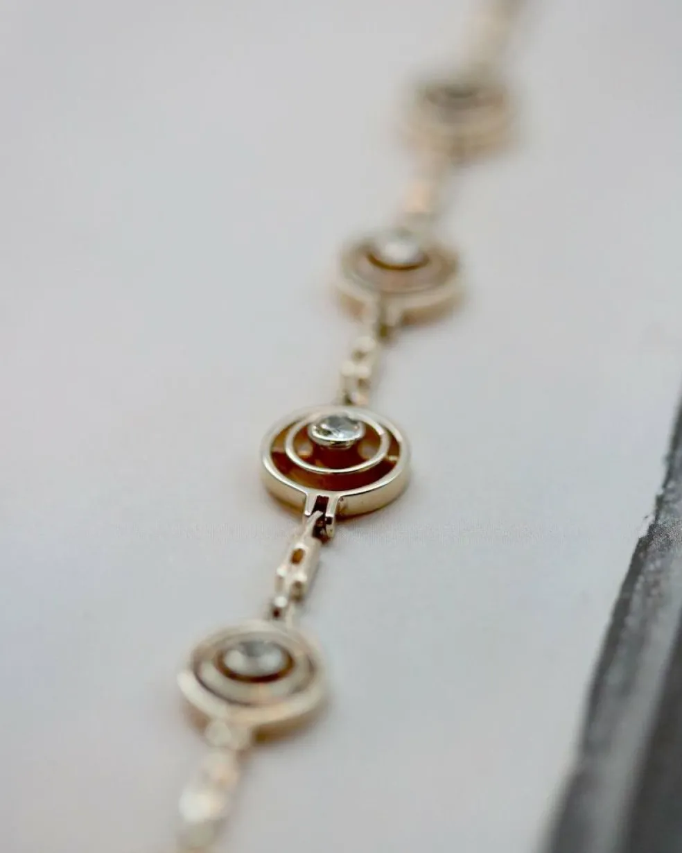 Bracelet Articulé en Deux Ors et Diamant