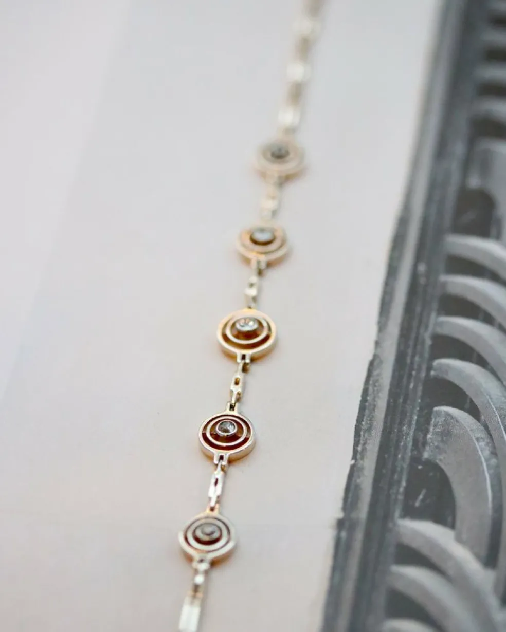 Bracelet Articulé en Deux Ors et Diamant